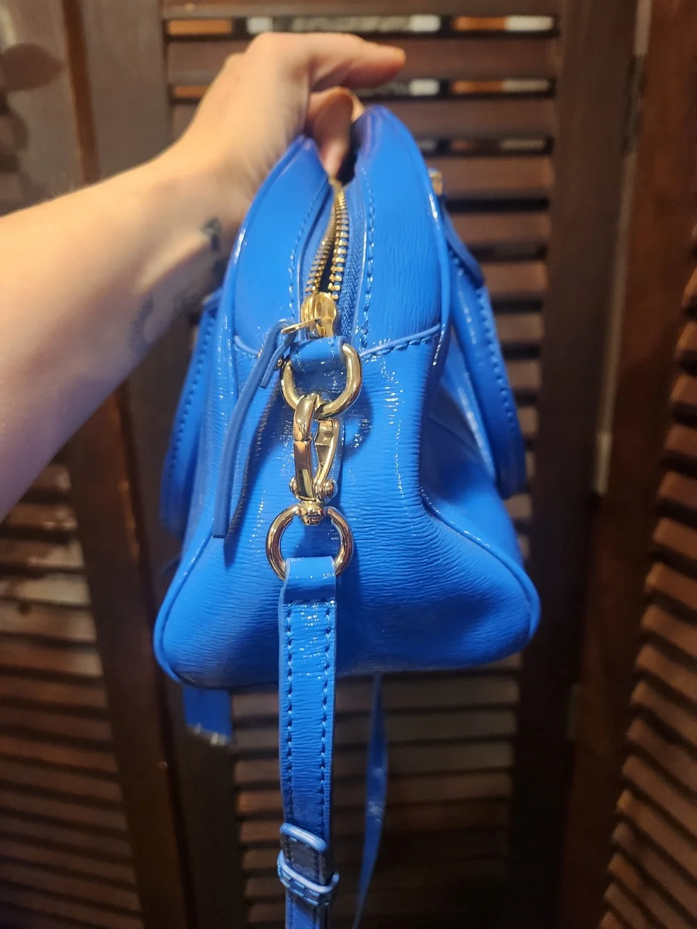 Kate Spade Blue Dome Satchel with Crossbody Strap